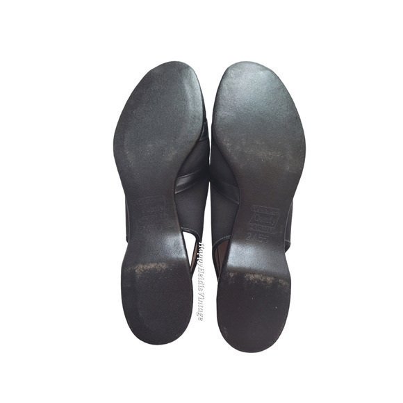 Vintage Daniel Green Black Retro Glam Satin Open Toe‎ Sling Back Slippers Shoes - Picture 6 of 10